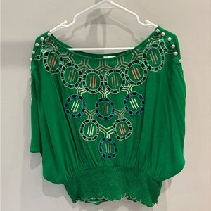 Ark & Co Green Blouse with Geometric Design